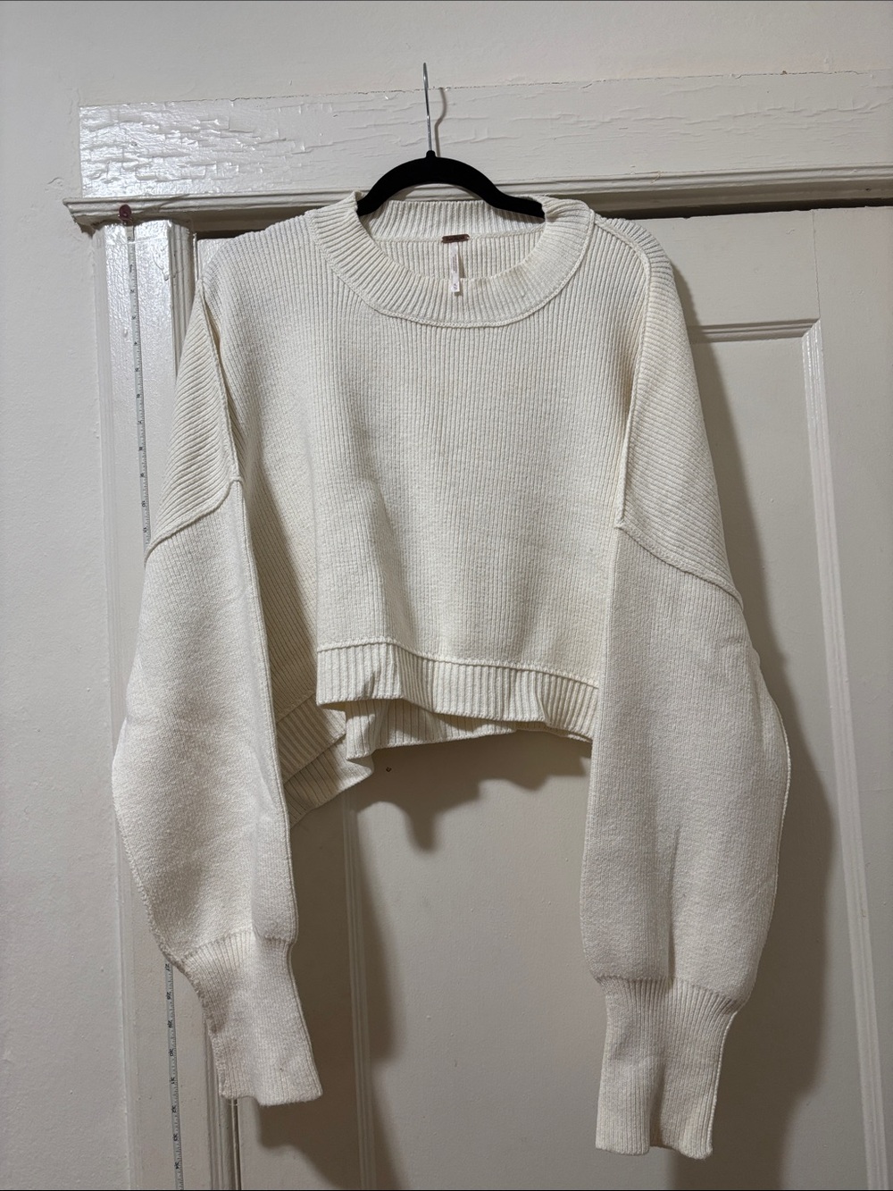 Free People Cropped Crewneck Sweater in Ivory - Women